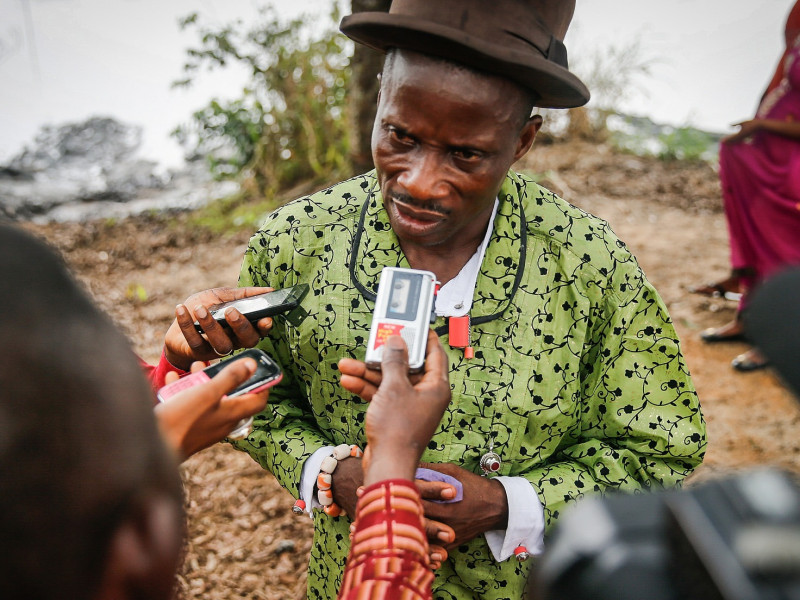 Eric Dooh, plaintiff, answering media questions in 2015
