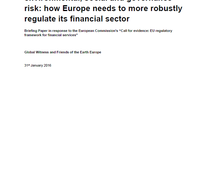 European financial investors and environmental, social and governance risk: how Europe needs to more robustly regulate its financial sector
