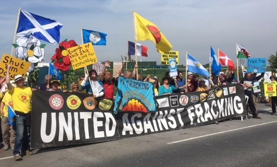 Fracking protests as Preston New Road Lancashire