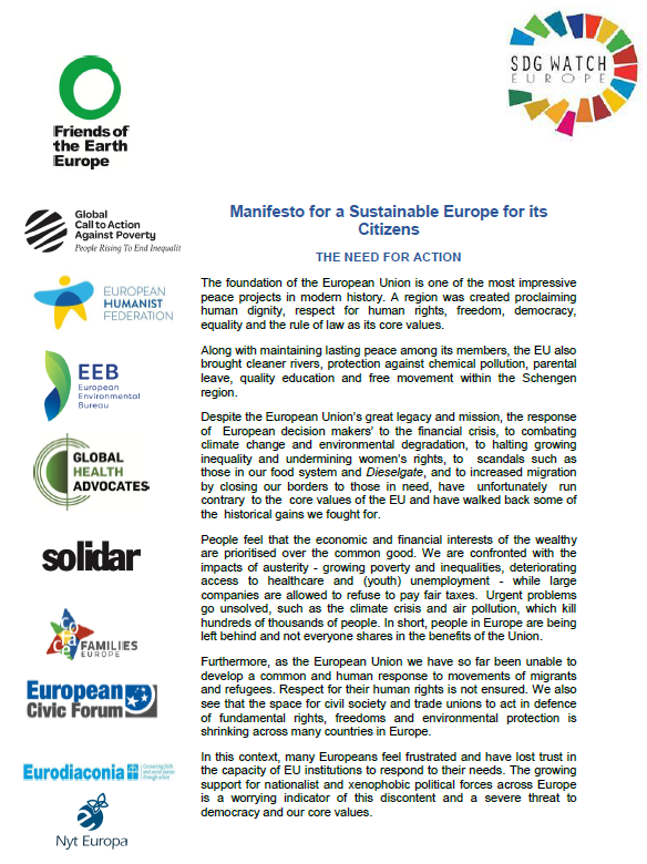 Manifesto for a Sustainable Europe for its Citizens - Friends of the ...