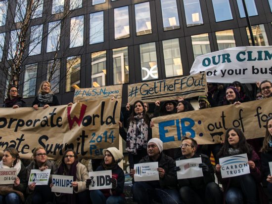 European Youth protesting in front of EIB in Brussels, 2014