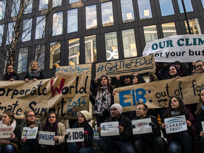 European Youth protesting in front of EIB in Brussels, 2014