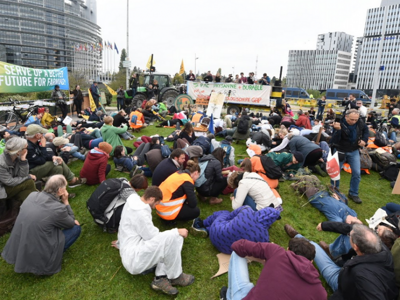 "Die-in" stunt in Strasbourg, 22/10/19