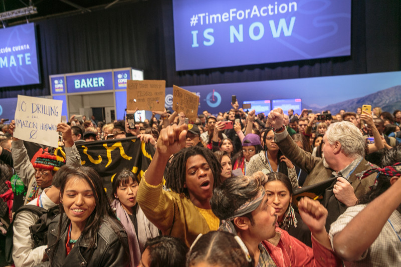 Action against climate injustice at COP25 in Madrid (Credt: FoEI / Climate Justice Now)