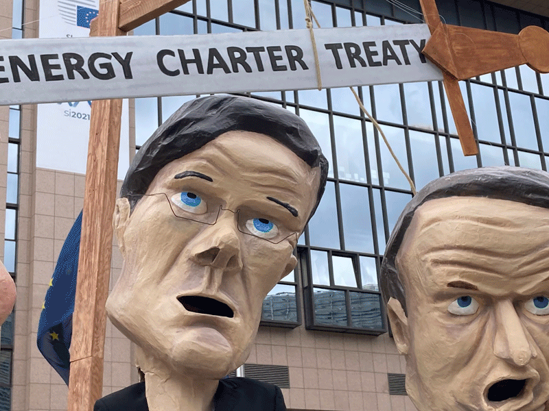 Exit the Energy Charter Treaty action in Brussels (c) Friends of the Earth Europe