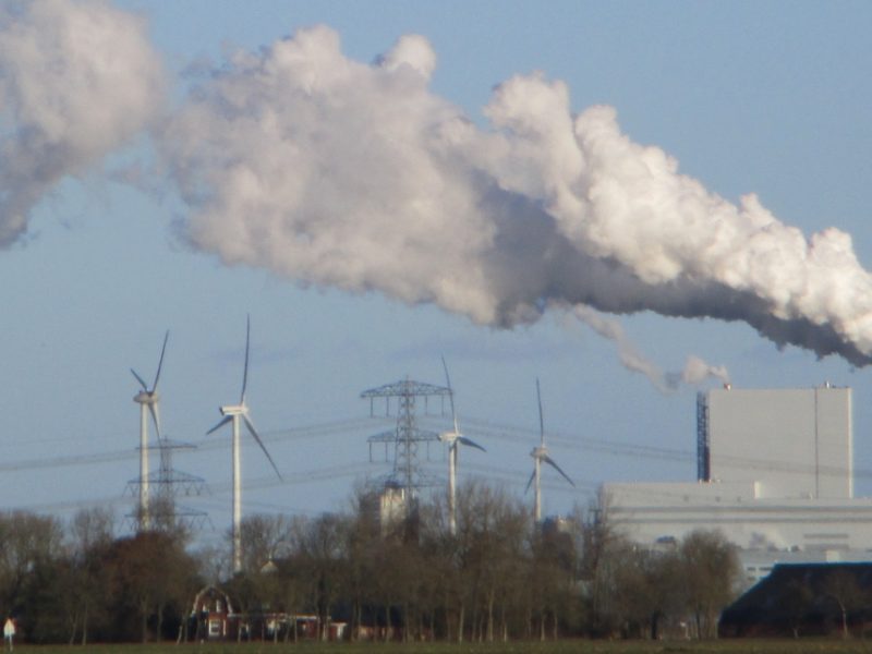 RWE's Eemshaven coal plant in the Netherlands, smoking